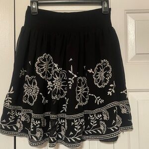 WHBM Black Embroidered Skirt